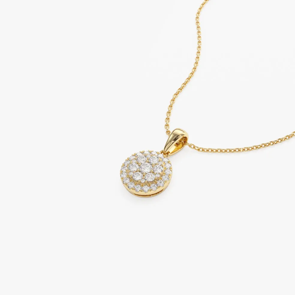 14k Diamond Round Illusion Cluster Necklace