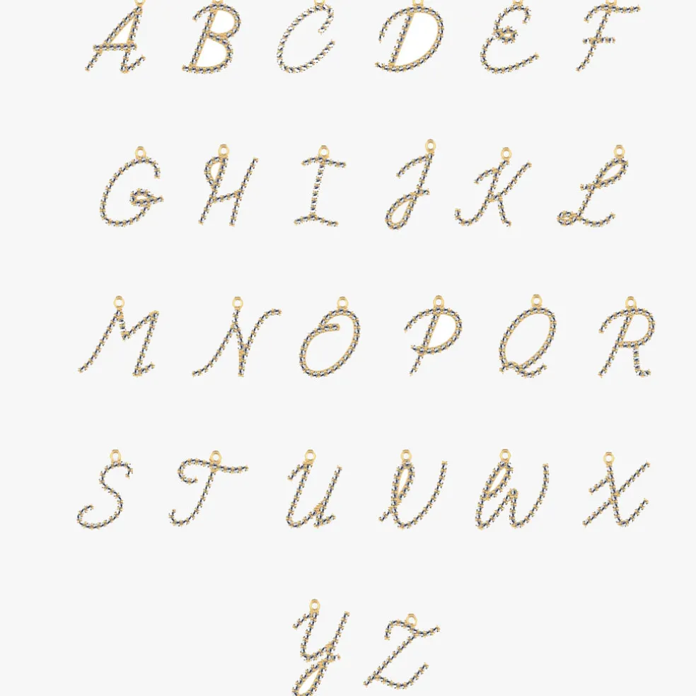 14k Diamond Script Initial Necklace