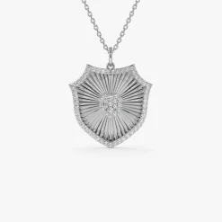 14k Diamond Shield Medallion Pendant