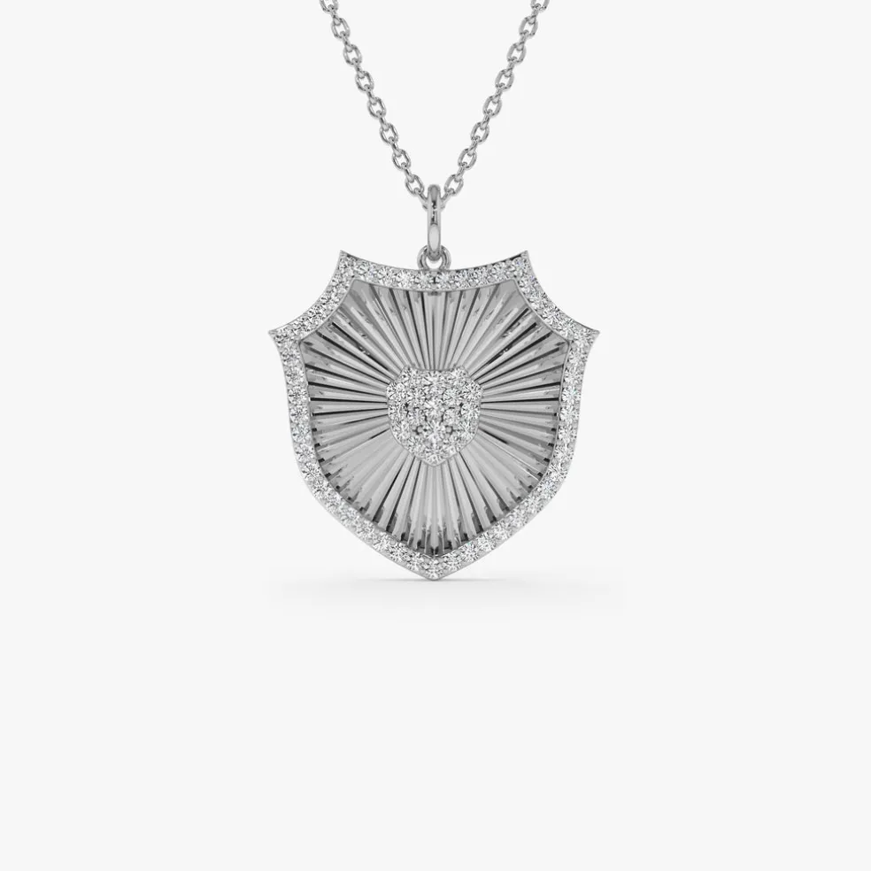 14k Diamond Shield Medallion Pendant