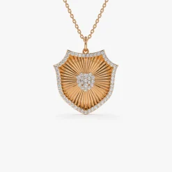 14k Diamond Shield Medallion Pendant