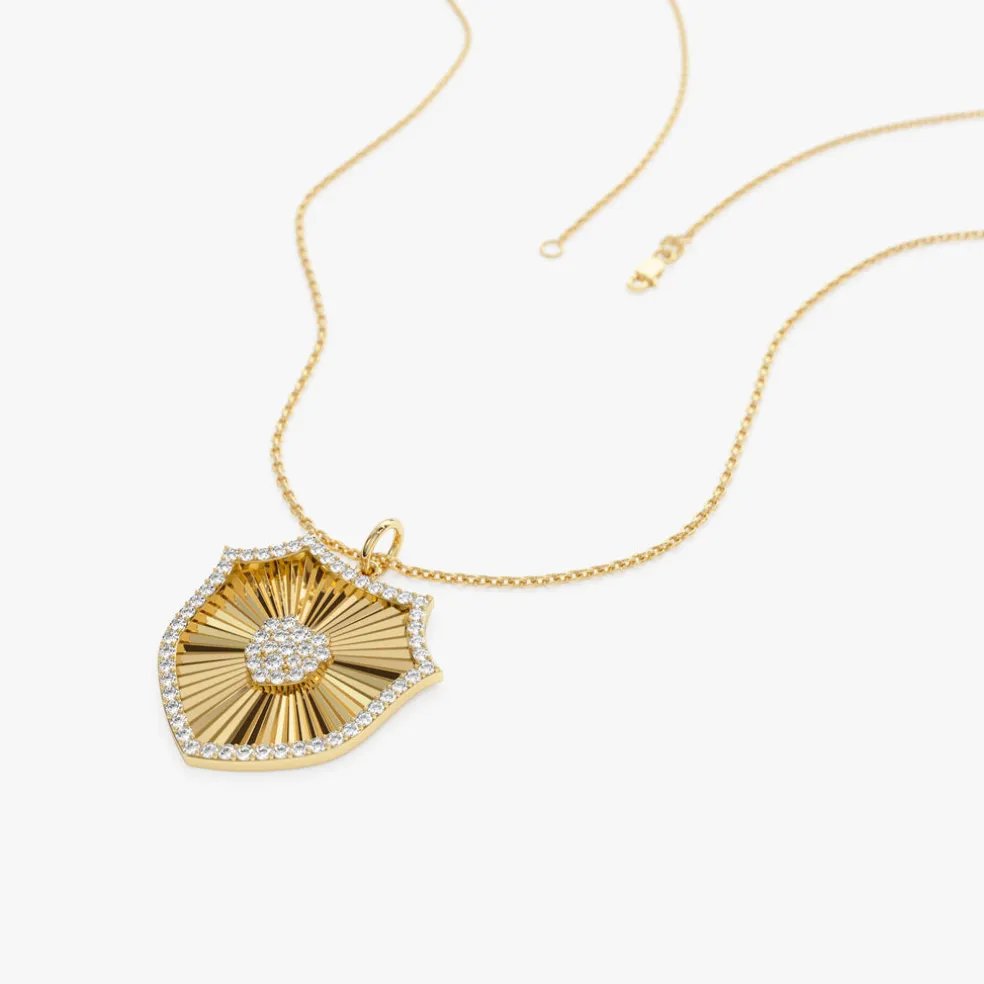 14k Diamond Shield Medallion Pendant