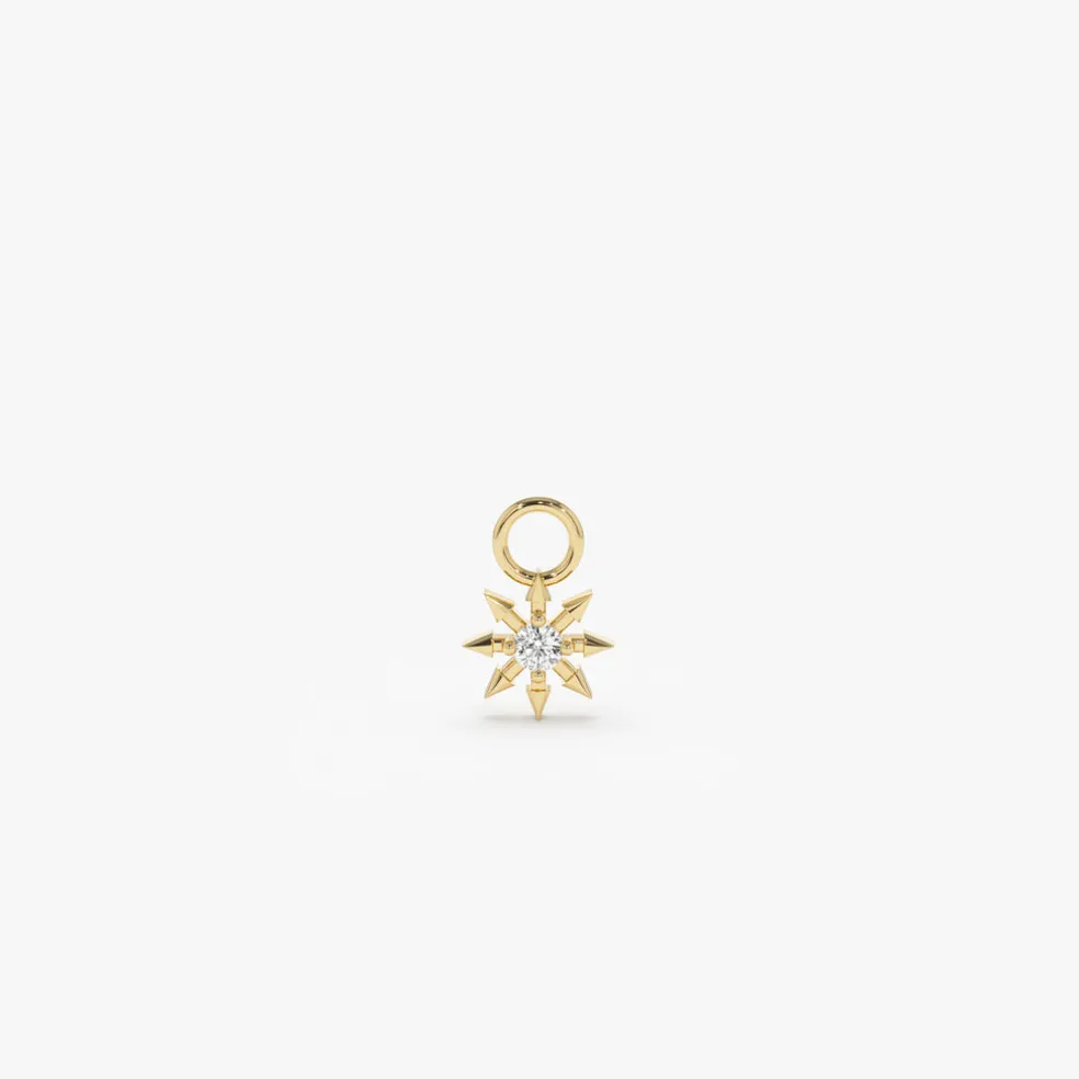 14k Diamond Spiked Star Hoop Charm