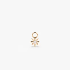 14k Diamond Spiked Star Hoop Charm
