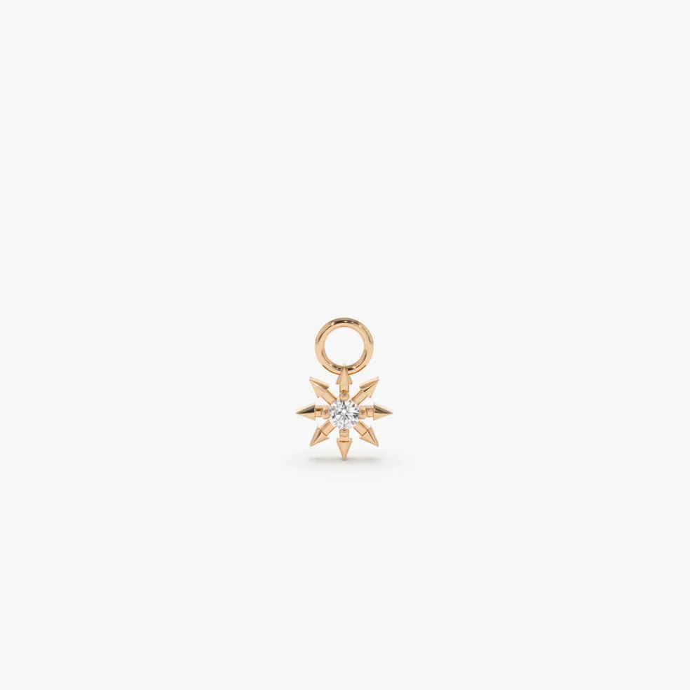 14k Diamond Spiked Star Hoop Charm
