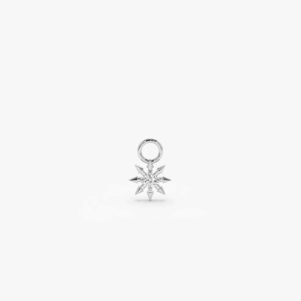 14k Diamond Spiked Star Hoop Charm