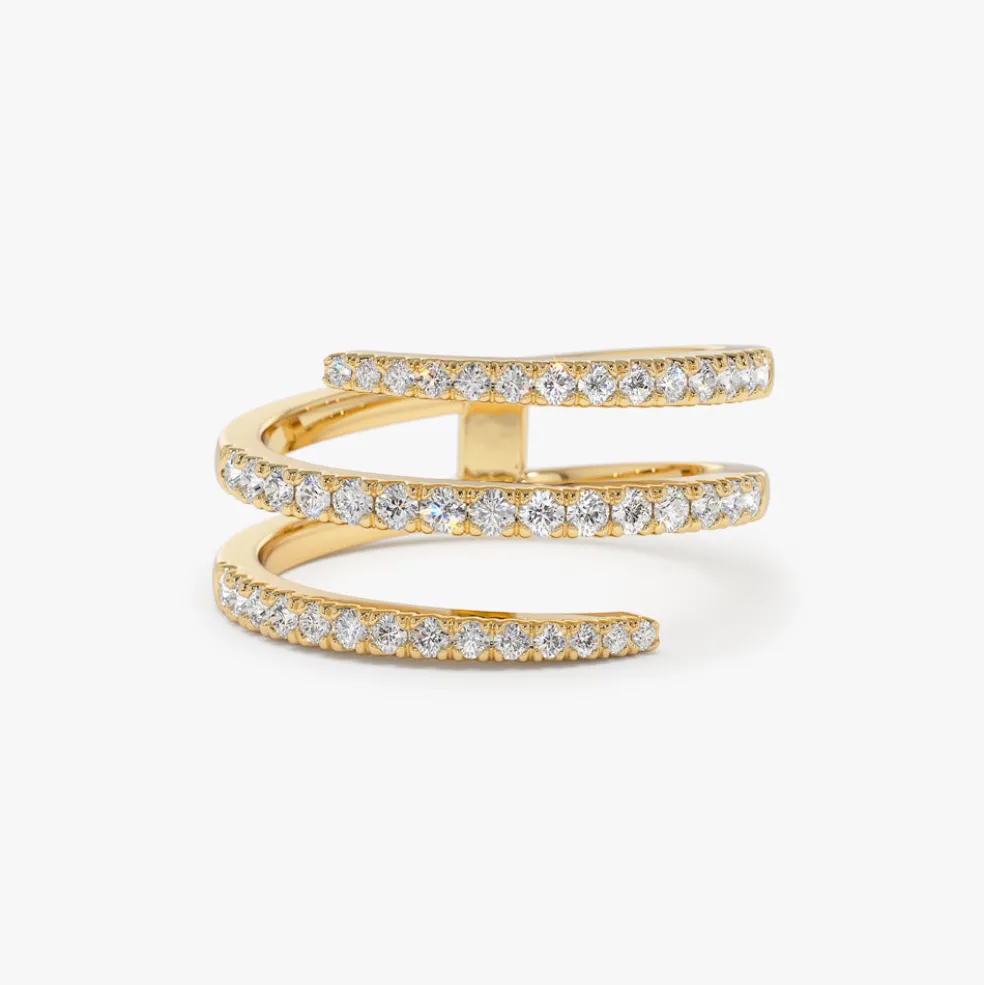 14k Diamond Spiral Ring