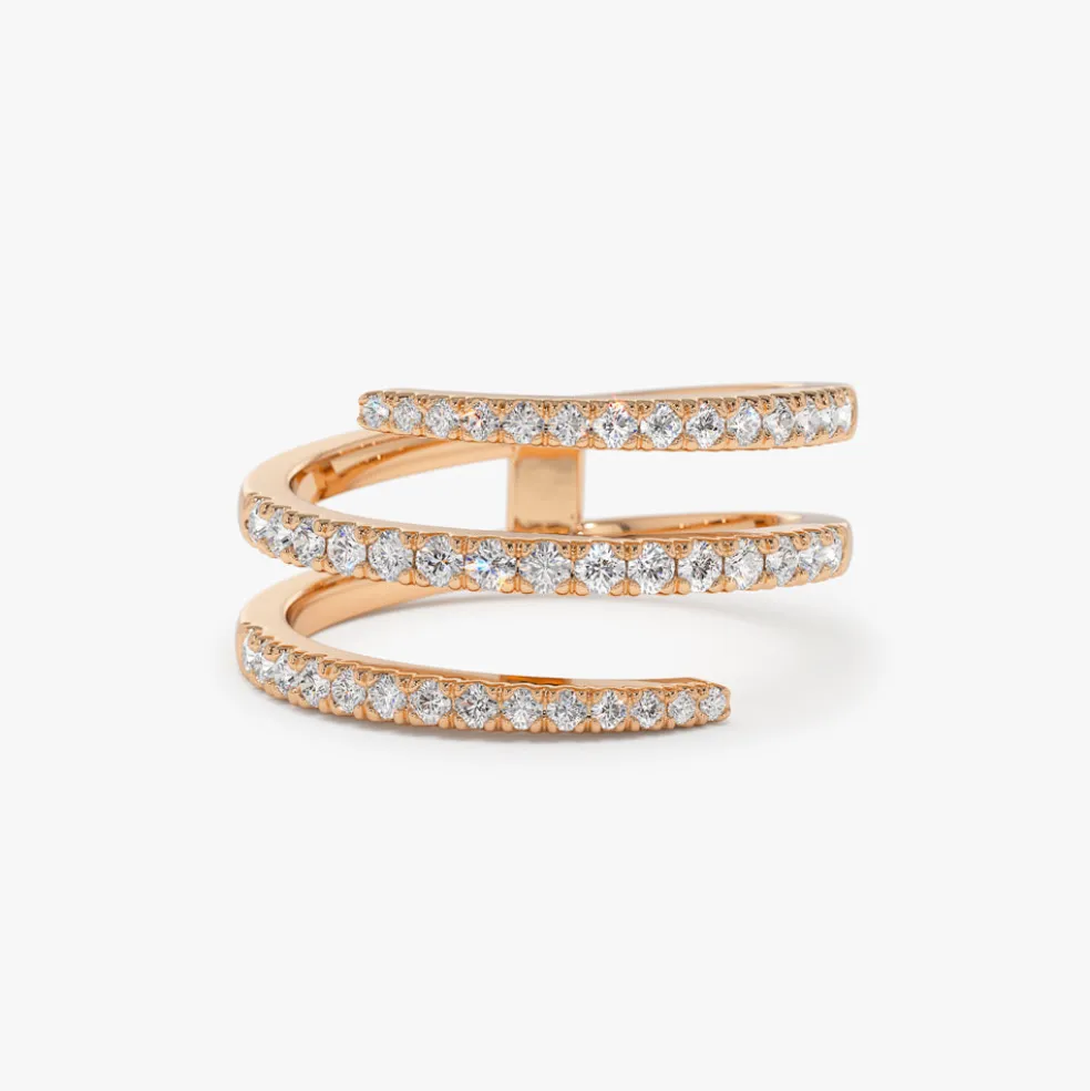 14k Diamond Spiral Ring