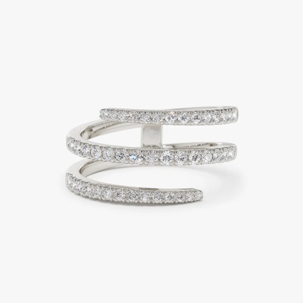 14k Diamond Spiral Ring