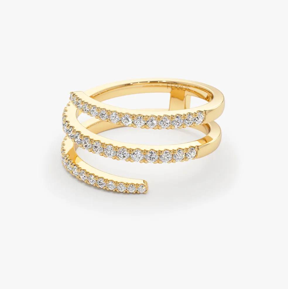 14k Diamond Spiral Ring