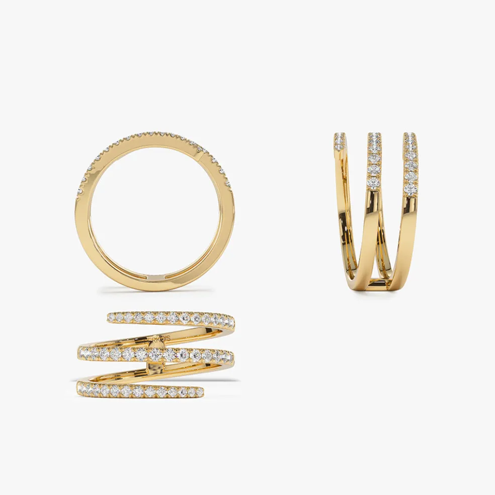 14k Diamond Spiral Ring