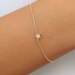 14k Diamond Star Charm Bracelet