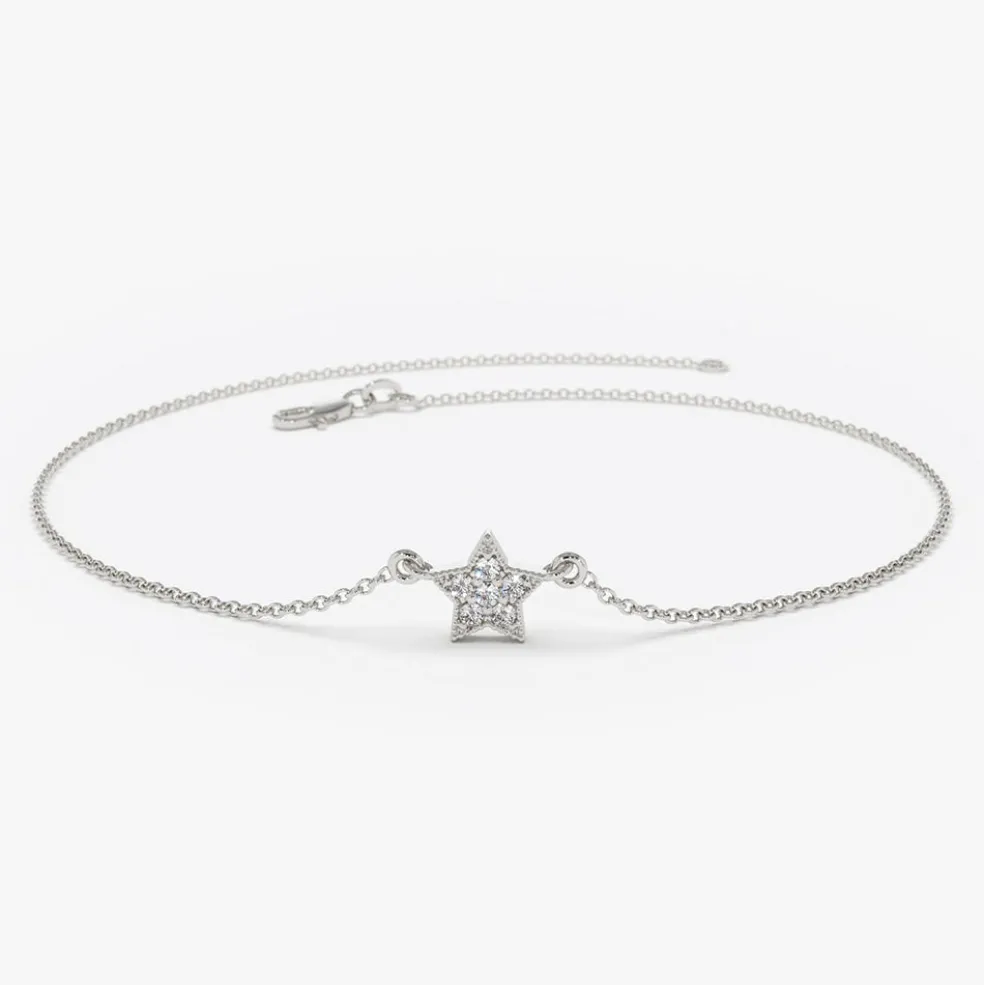 14k Diamond Star Charm Bracelet