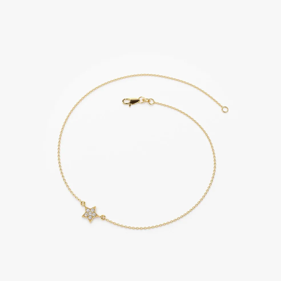 14k Diamond Star Charm Bracelet