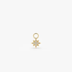 14k Diamond Star Hoop Charm