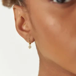 14k Diamond Star Hoop Charm