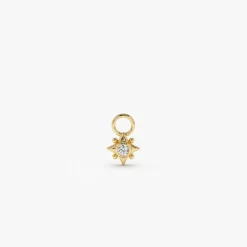 14k Diamond Starburst Hoop Charm