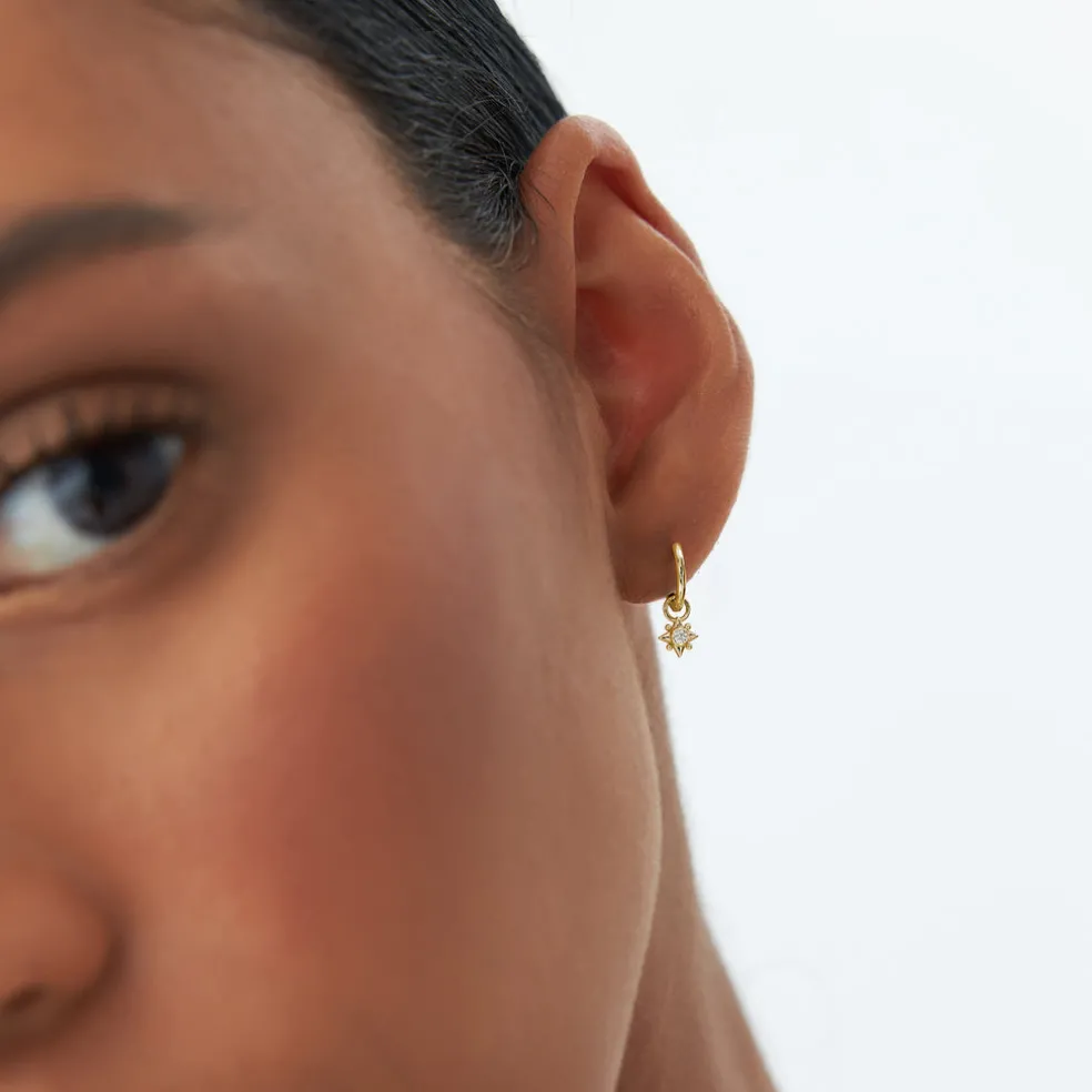 14k Diamond Starburst Hoop Charm