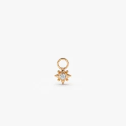 14k Diamond Starburst Hoop Charm