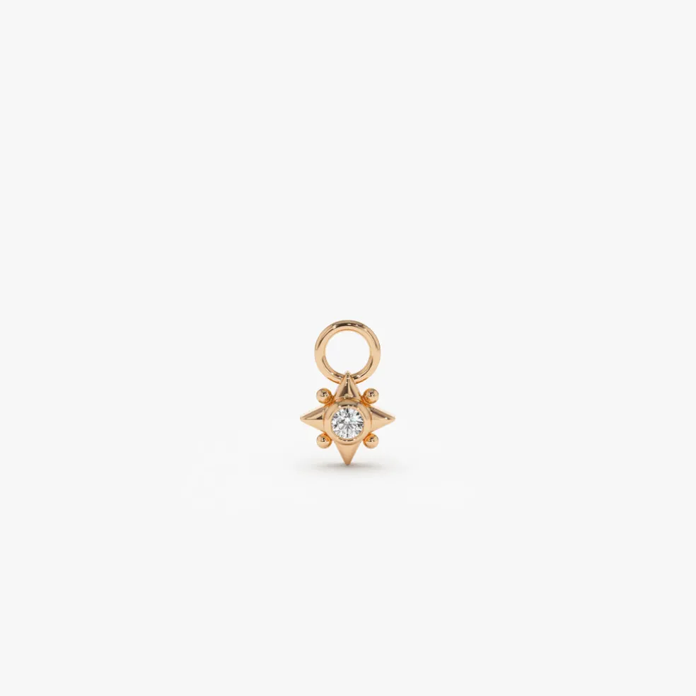 14k Diamond Starburst Hoop Charm