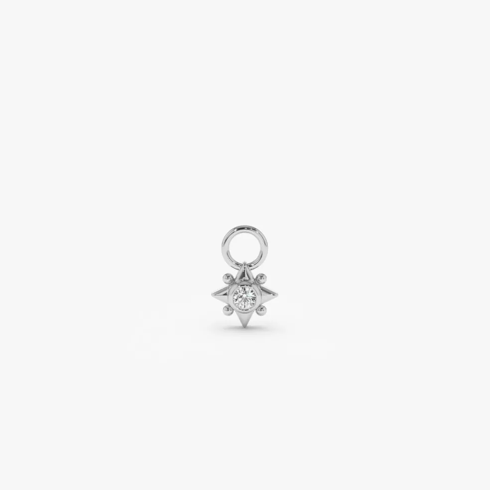 14k Diamond Starburst Hoop Charm