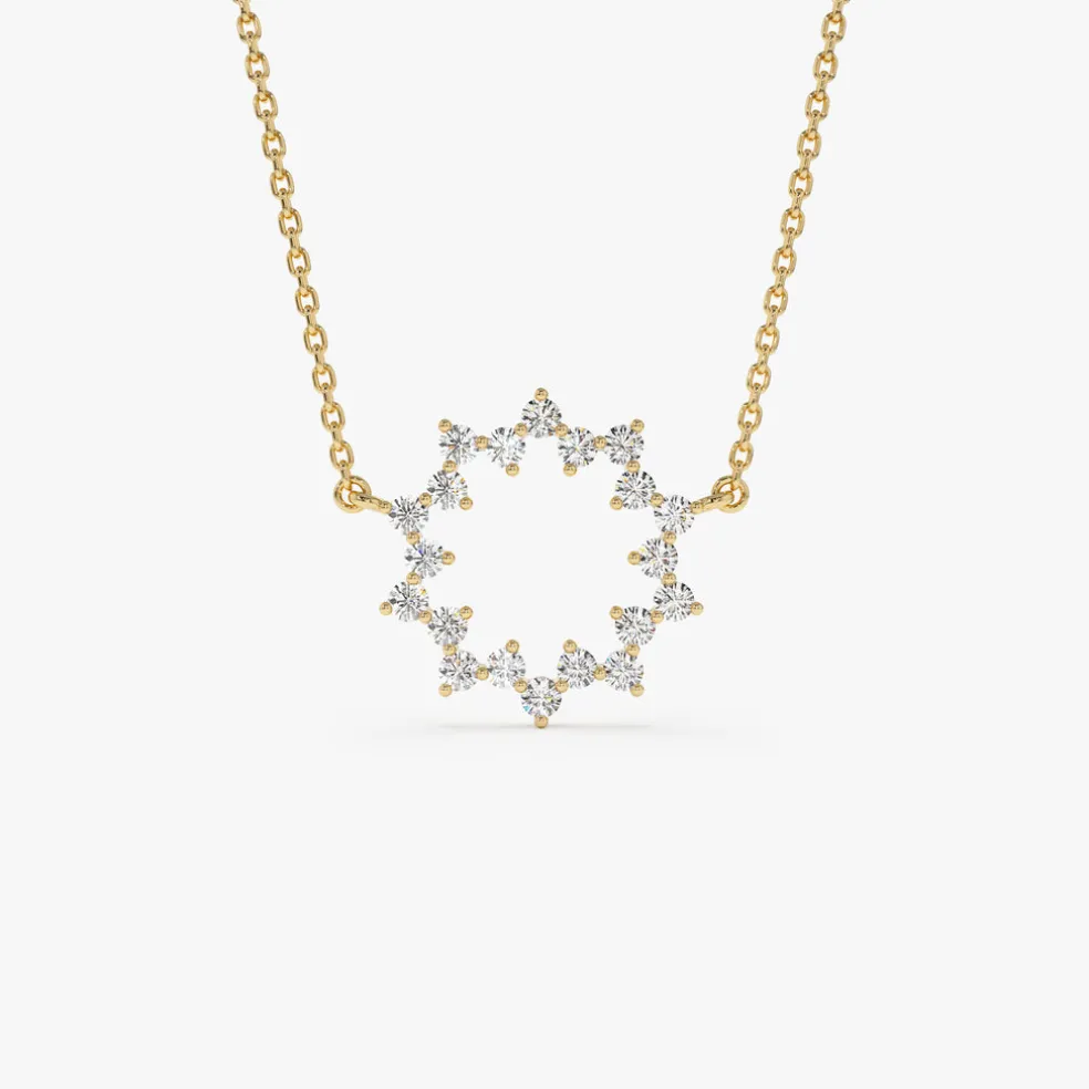 14k Diamond Sun Circle Necklace