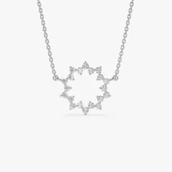 14k Diamond Sun Circle Necklace