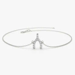 14K Diamond Wishbone Charm Bracelet