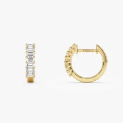 14k Distinctive Baguette Diamond Huggies