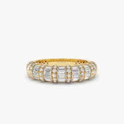 14k Dome Baguette Diamond Women's Anniversary Ring