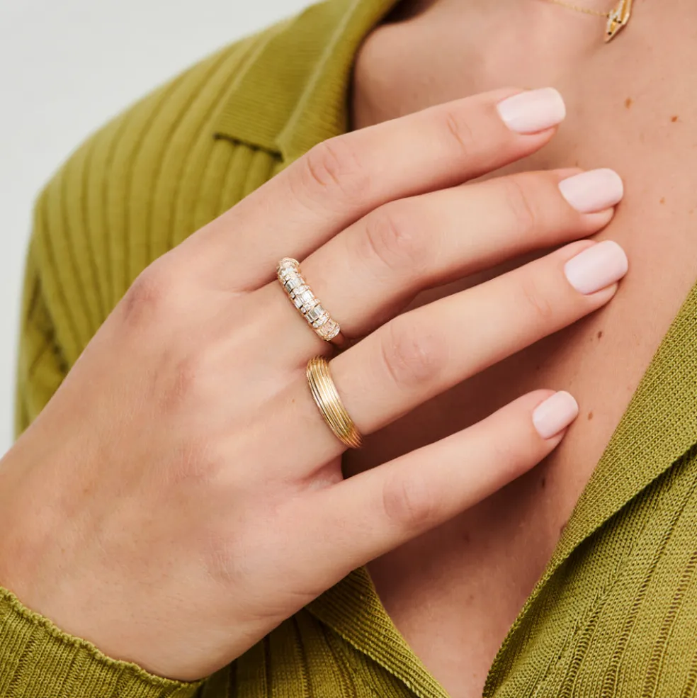 14k Dome Baguette Diamond Women's Anniversary Ring