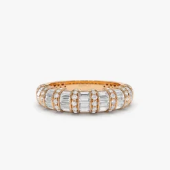 14k Dome Baguette Diamond Women's Anniversary Ring