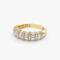 14k Dome Baguette Diamond Women's Anniversary Ring