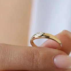 14k Dome Bezel Setting Marquise Diamond Solitaire Ring