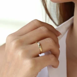 14k Dome Bezel Setting Marquise Diamond Solitaire Ring