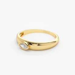 14k Dome Bezel Setting Marquise Diamond Solitaire Ring