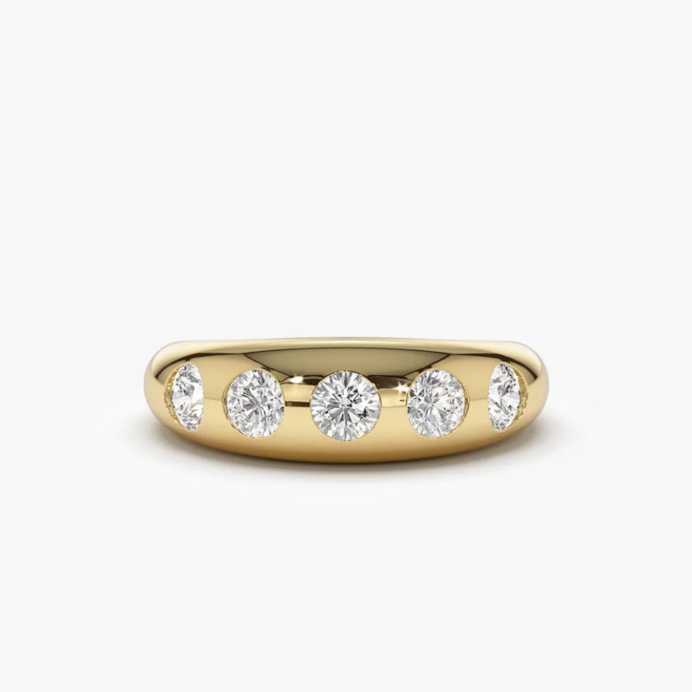 14k Dome Chunky Statement Diamond Ring