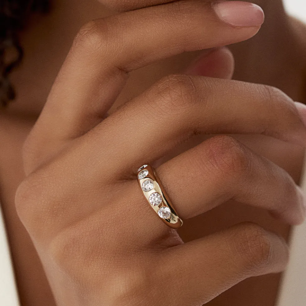 14k Dome Chunky Statement Diamond Ring