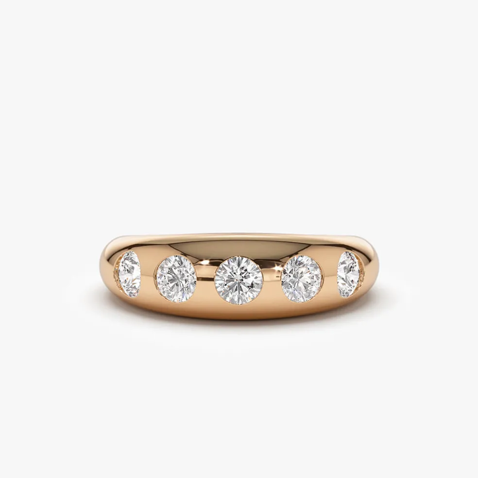 14k Dome Chunky Statement Diamond Ring