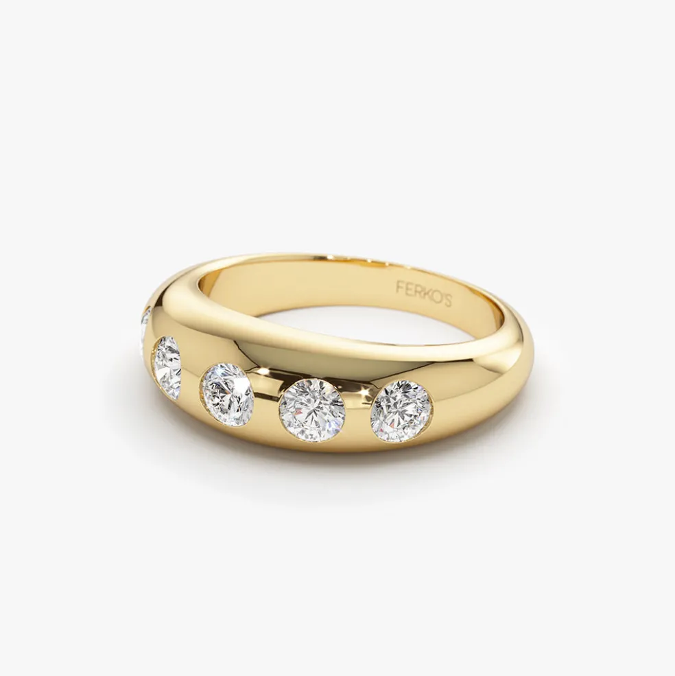14k Dome Chunky Statement Diamond Ring