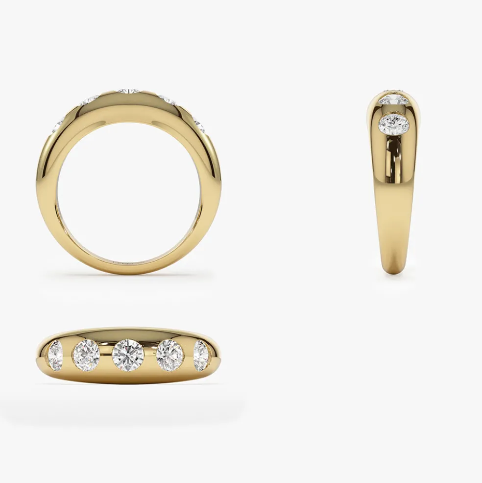 14k Dome Chunky Statement Diamond Ring