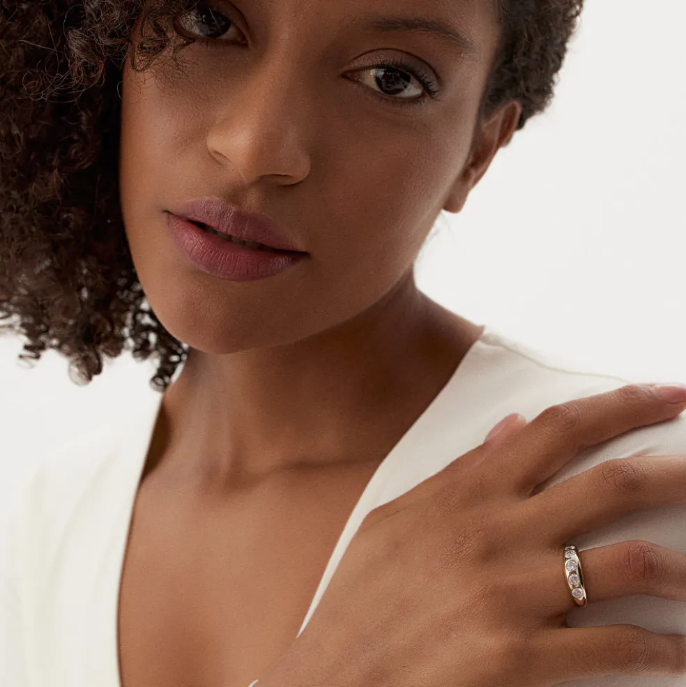 14k Dome Chunky Statement Diamond Ring