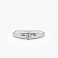 14k Dome Diamond Bezel Ring