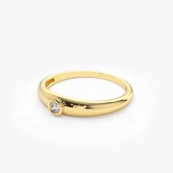 14k Dome Diamond Bezel Ring
