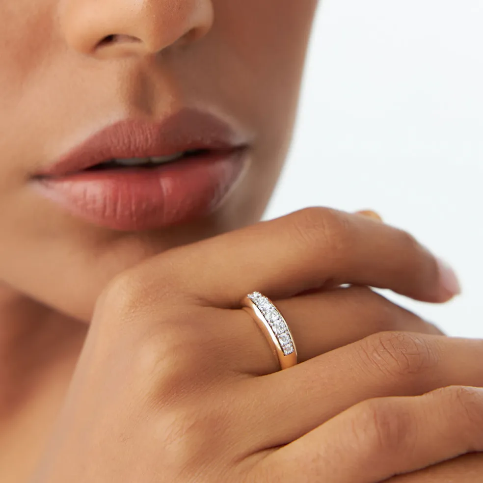 14k Dome Diamond Ring