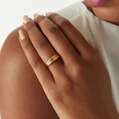 14k Dome Dual Band Stackable Statement Ring