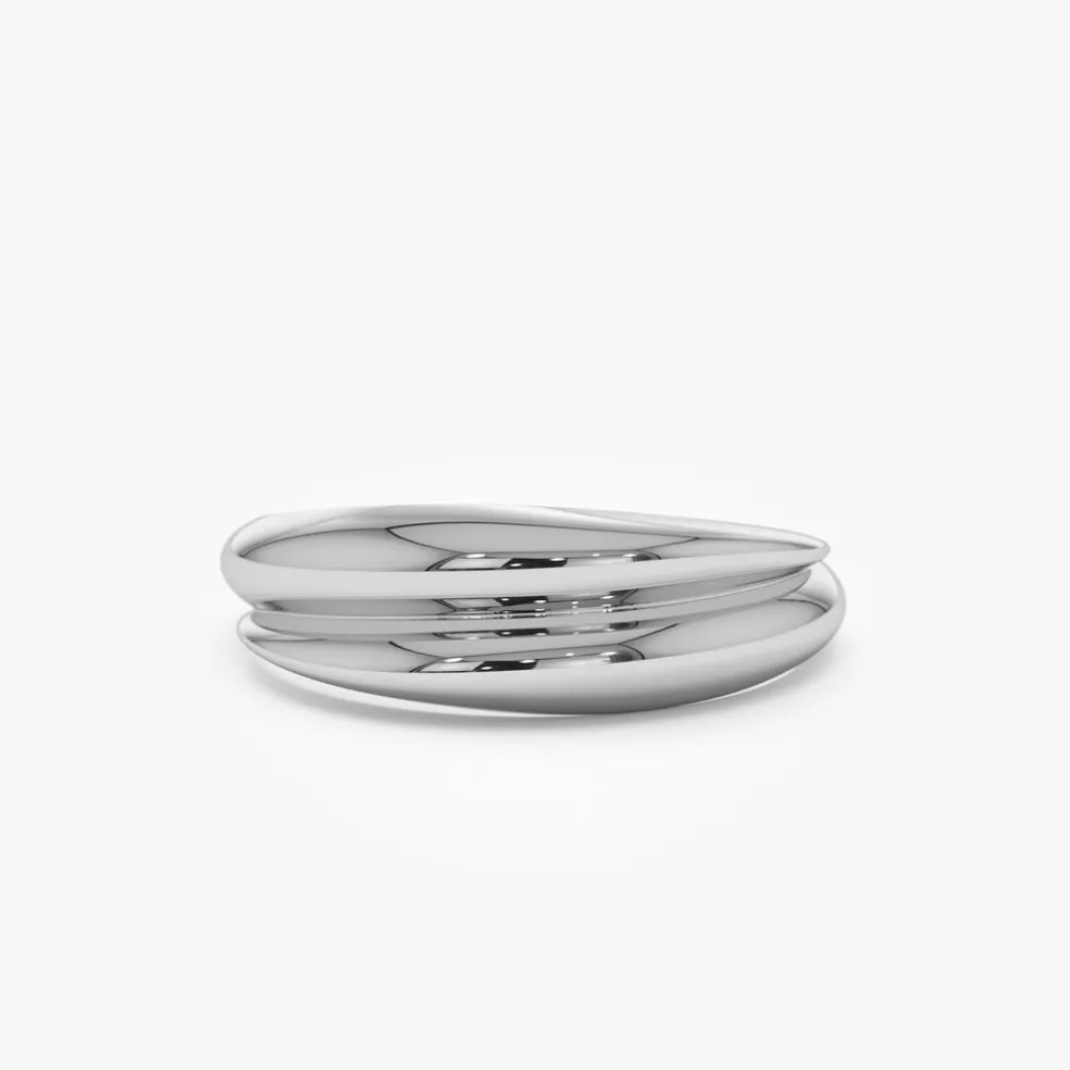 14k Dome Dual Band Stackable Statement Ring