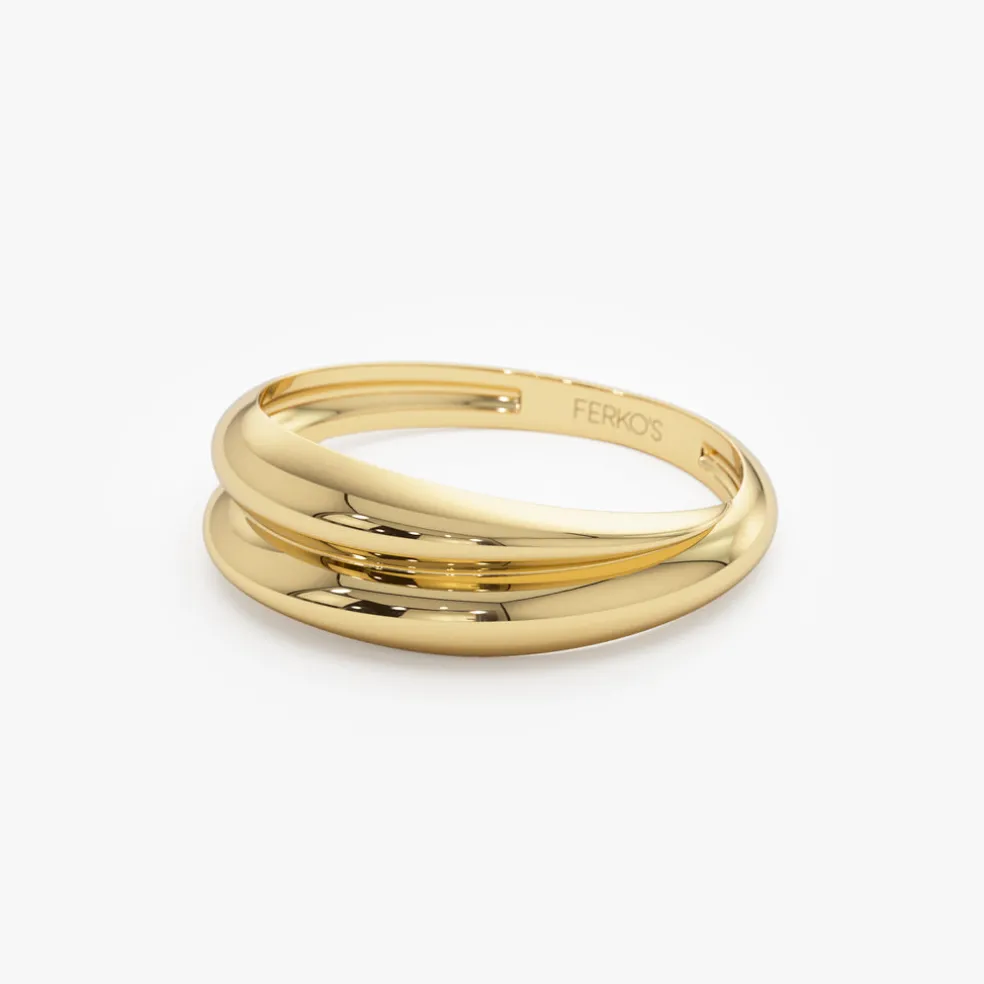 14k Dome Dual Band Stackable Statement Ring