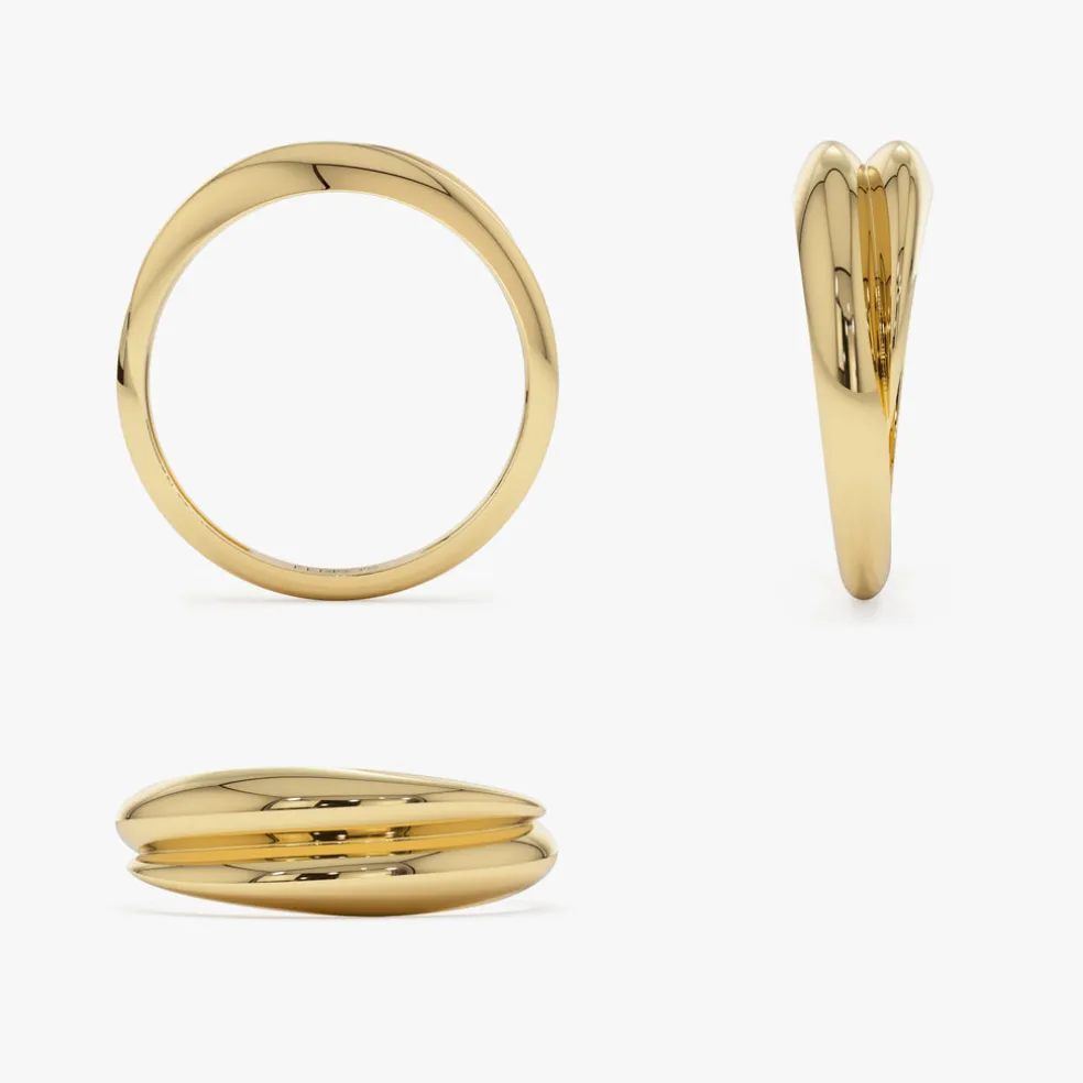 14k Dome Dual Band Stackable Statement Ring