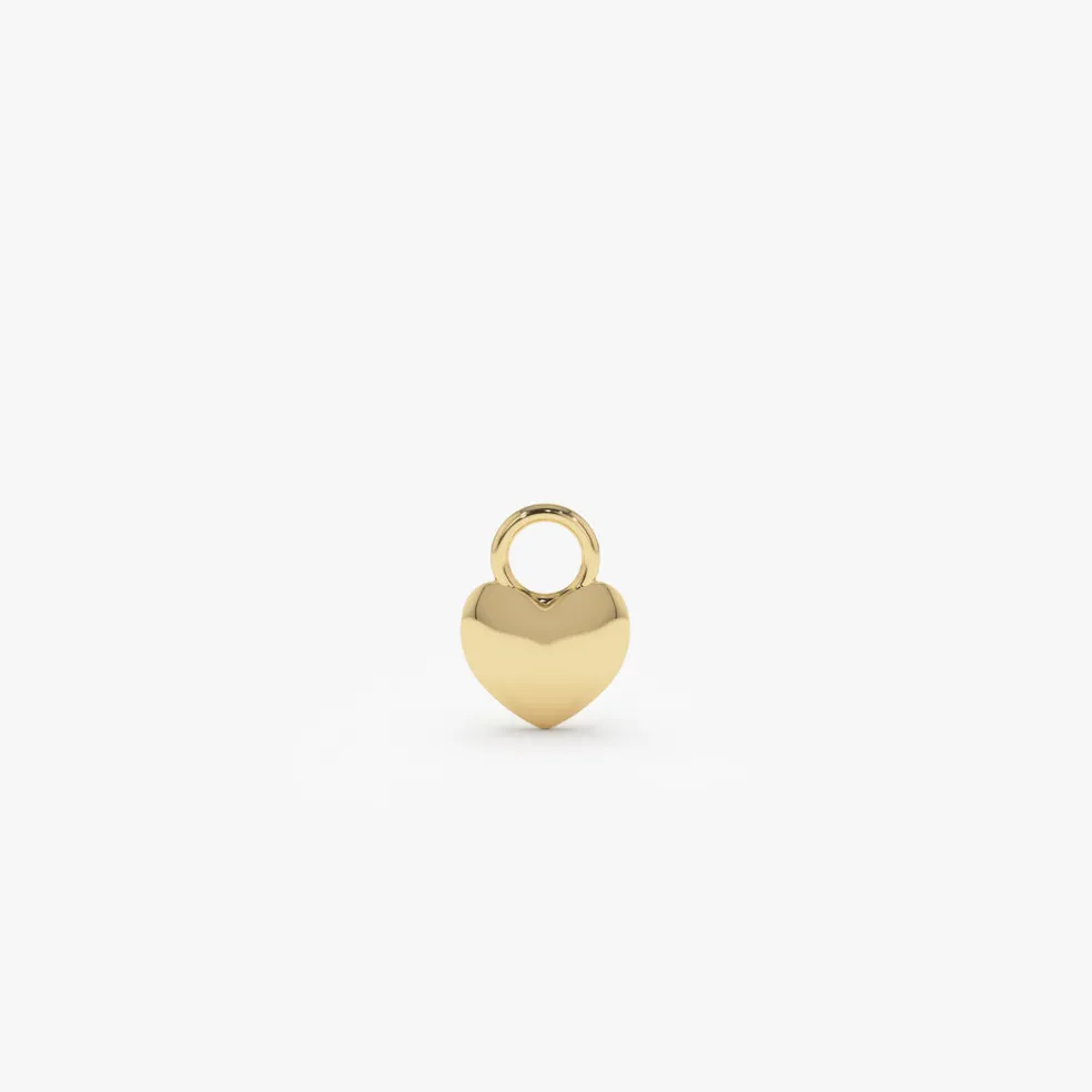 14k Dome Heart Hoop Charm
